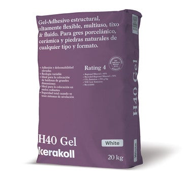 Cemento Cola H40 Gel 20kg Blanco Pack 60 uds