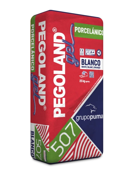Mortero cola Pegoland Gel porcelánico blanco 25 kg pack 240 uds